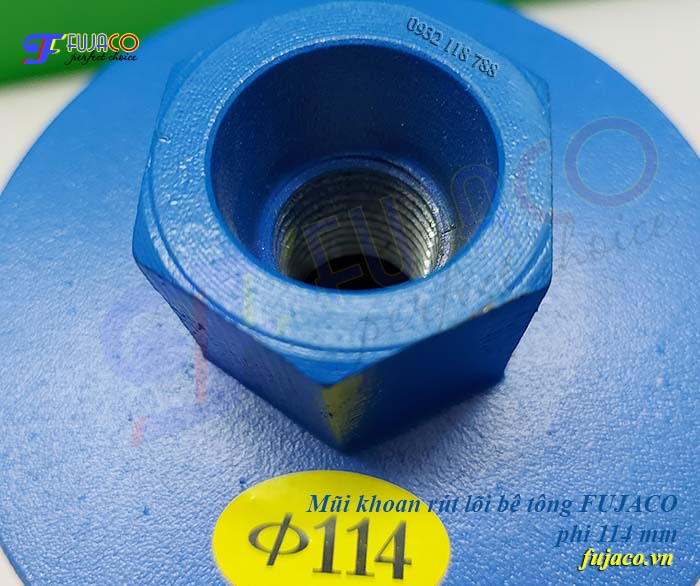 Đầu ren mũi khoan rút lõi bê tông cốt thép phi 114 mm với chuẩn M22 thông dụng