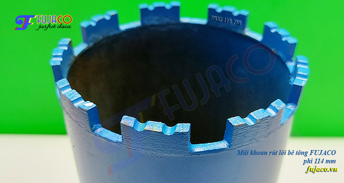 Me mũi khoan rút lõi bê tông phi 114 mm được sơn phủ một lớp sơn chống gỉ