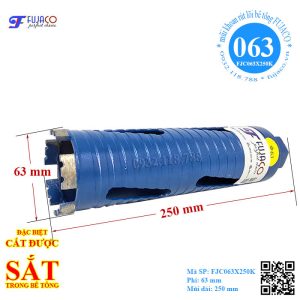 Mũi khoan rút lõi khô phi 63 x 250 mm