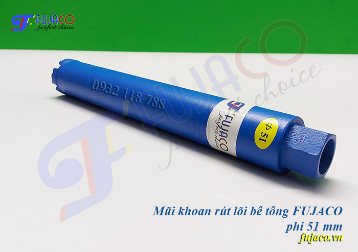 Mũi khoan rút lõi khoét lỗ xuyên tường gạch bê tông cốt thép phi 51 phổ biến nhất