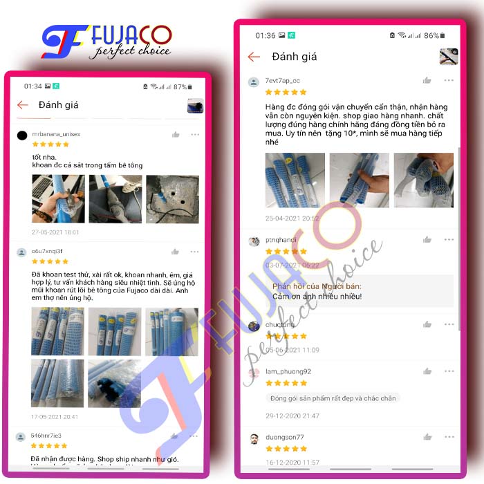 Feedback review đánh giá sau khi mua mũi khoan rút lõi xuyên tường FJC046X370 Feedback review đánh giá sau khi mua mũi khoan rút lõi xuyên tường FJC046X370