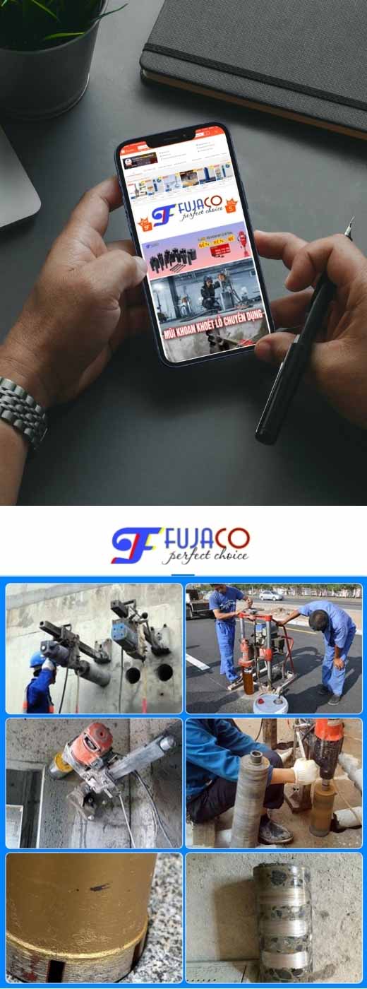 Mũi khoan rút lõi bê tông cốt thép phi 76 mm dùng để làm gì? mũi khoan rút lõi bê tông fujaco giá rẻ tphcm