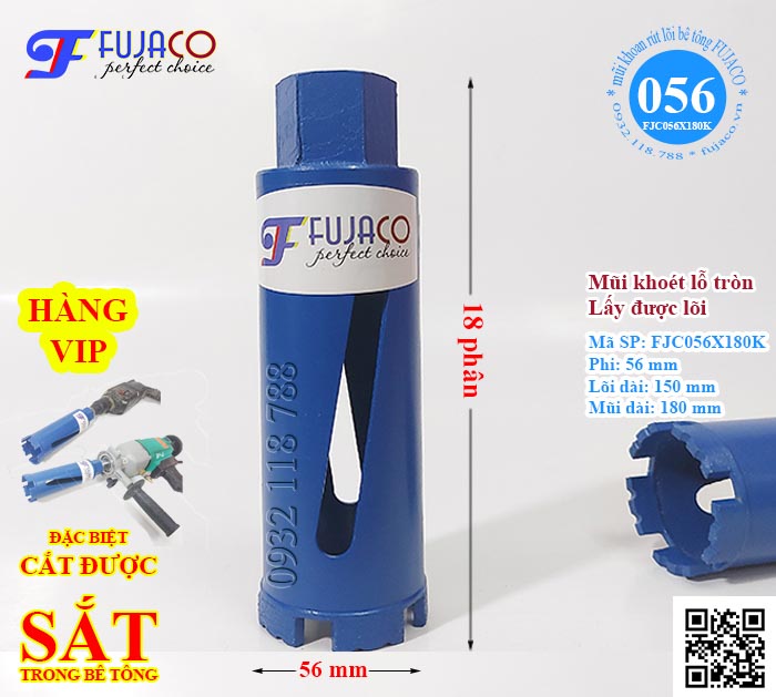 mũi khoan rút lõi bê tông khô 56 x 180 mũi khoan rút lõi bê tông khô 56 x 180