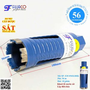 Mũi khoan rút lõi bê tông khô phi 56 x 180 mm lắp điều hòa xịn