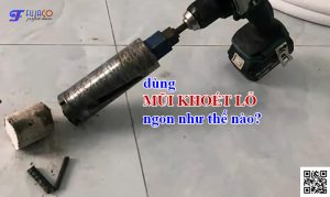 dùng mũi khoét lỗ lắp điều hòa không lo tường có sắt