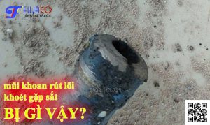 mũi khoan rút lõi bị mo mòn cháy mũi khi khoan gặp sắt