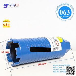 mũi khoan rút lõi khô phi 63 dài 18 phân ngắn khỏe xuyên sắt