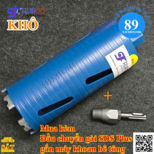 mũi khoét 89x250 gắn khoan bê tông nhờ đầu chuyển gài sds plus