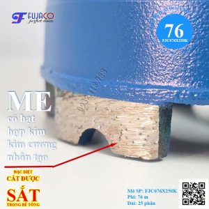 me mũi khoan rút lõi khô 76x250 sắc bén cắt được sắt trong bê tông