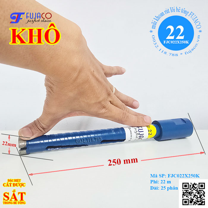 mũi khoan rút lõi khô 22 chỉ dài 250 mm giúp nhẹ máy giảm lắc mũi khoan rút lõi khô 22 chỉ dài 250 mm giúp nhẹ máy giảm lắc