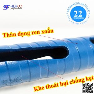 Mũi khoan rút lõi khô phi 22 x 250 mm - FUJACO 2 Mũi rút lõi khô 22 x 250 có thân dạng ren xoắn có khe thoát bụi chống kẹt